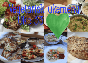 Vegetar middagsforslag, display med vegetarisk ukemeny